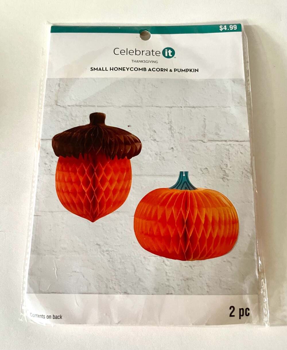 Celebrate It Small Honeycomb Acorn & Pumpkin Hanging Decorations 2-Piece Set